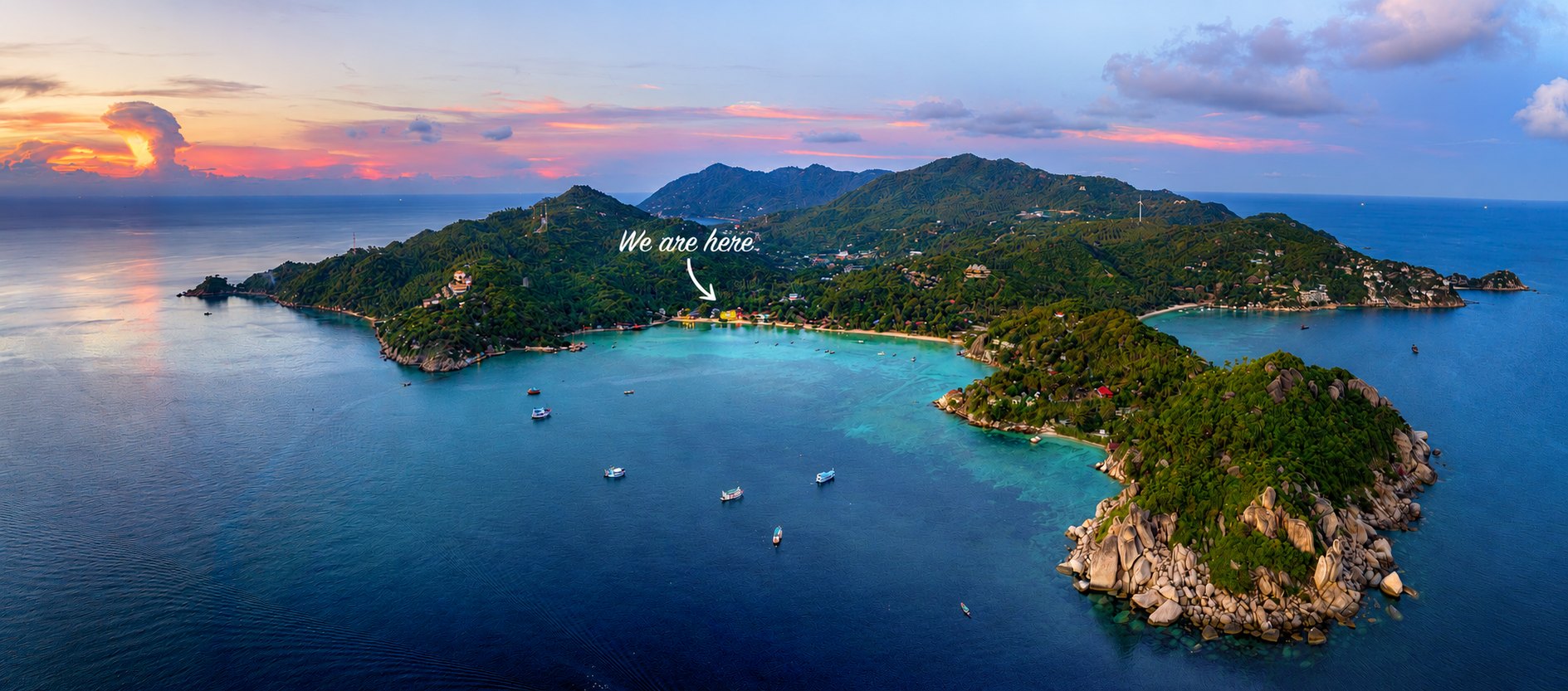 Sunset over Chalok Bay and the Carabao Diving Resort beachfront, Koh Tao